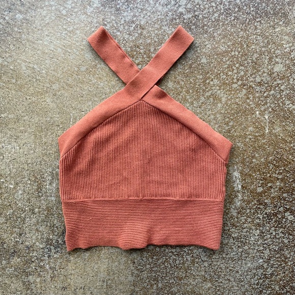Abercrombie Ottoman Halter Neck Tank Top in Rust Orange Size Large - Picture 4 of 6
